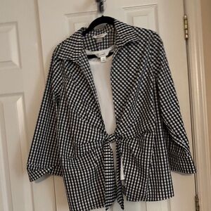 CJ Banks Black and White Checkered Blouse